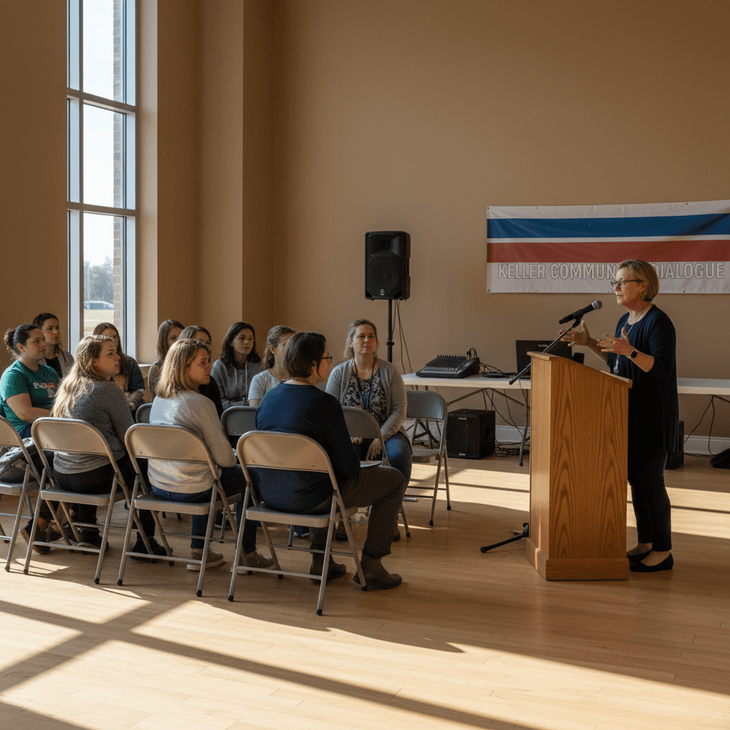 Community forum discussion about city leadership and governance